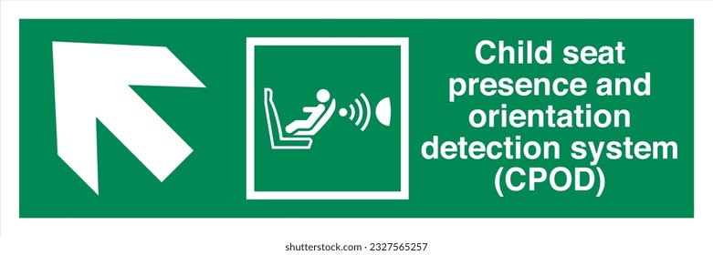 Norma ISO 7010 de seguridad estándar y señalización de primeros auxilios Sistema de detección de la presencia y orientación de asientos infantiles Dirección CPOD Hasta la izquierda