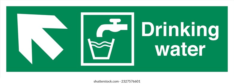 ISO 7010 Standard Safe condition and first aid signs Drinking water Direction Up To The Left