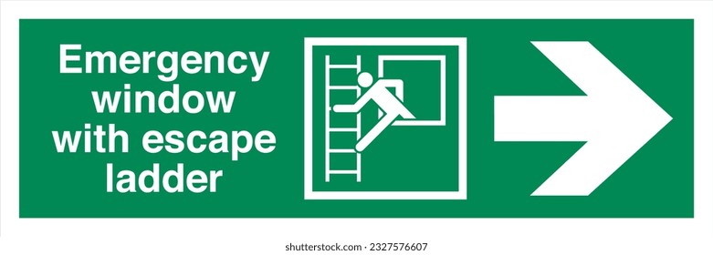 ISO 7010 Standard Safe condition and first aid signs Emergency window with escape ladder Direction To The Right