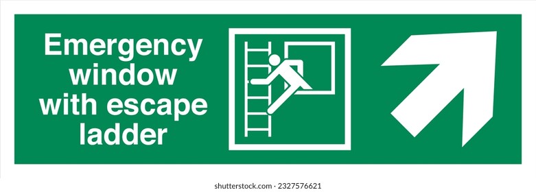 ISO 7010 Standard Safe condition and first aid signs Emergency window with escape ladder Direction Up To The Right