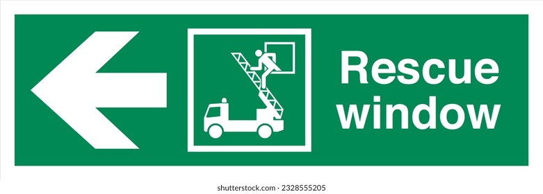 ISO 7010 Standard Safe condition and first aid signs Rescue Window Direction To The Left.