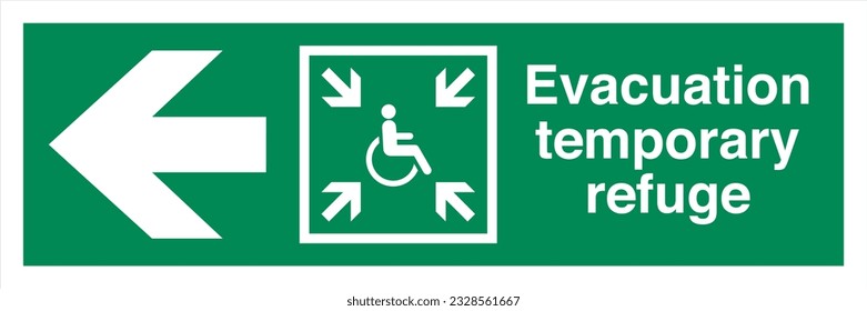ISO 7010 Standard Safe condition and first aid signs Evacuation temporary refuge Direction To The Left.