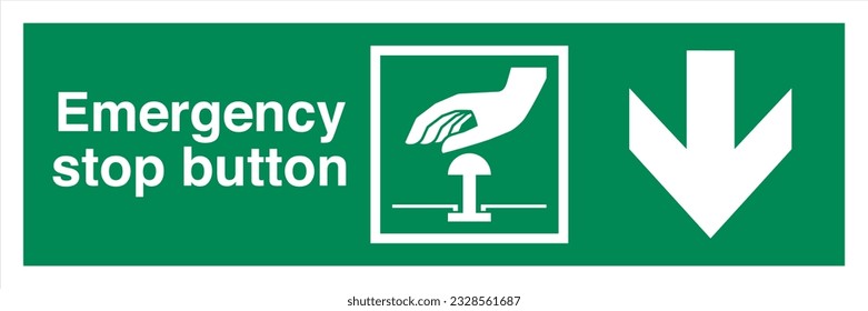 ISO 7010 Standard Safe condition and first aid signs Emergency stop button Direction Down From Here.