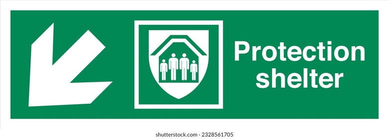Condiciones de seguridad estándar ISO 7010 y señales de primeros auxilios Protectores Dirección hacia abajo a la izquierda.