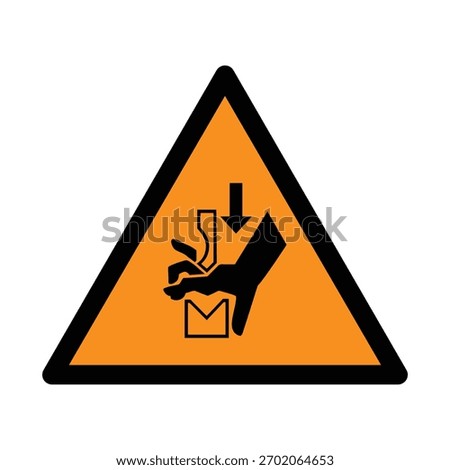 ISO 7010 W030 Hand Crush Hazard Safety Sign. Industrial Safety Sign Hand Crushing Risk. Hand Injury Prevention Sign.