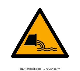 ISO 7010 W055 Warning Sewage effluent outfall sign. Industrial Wastewater Discharge Hazard Icon vector design and illustration. 
