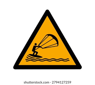 ISO 7010 W062 Warning Kite surfing sign. Warning pictogram vector design and illustration.

