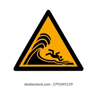 ISO 7010 W065 Warning Sign for High Surf and Large Breaking Waves, Yellow Water Hazard Symbol vector design and illustration.

