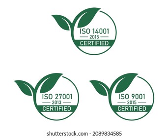 Iso 9001 Iso 14001 Iso 27001 Logo Vector Illustration