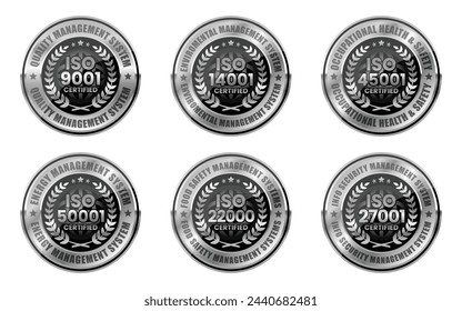 ISO 9001 14001 45001 50000 22000 27001 Certification Badge vector