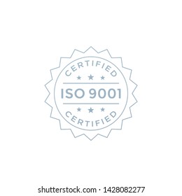 ISO 9001 badge design, vector label on white