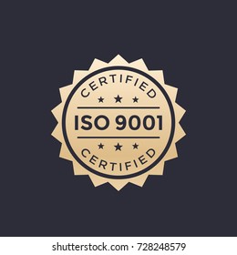 ISO 9001 badge, gold label