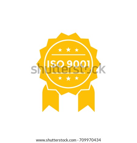 ISO 9001 badge, vector label