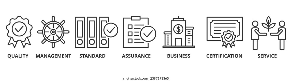 ISO 9001 banner web icon vector illustration concept with icon of quality, management, standard, assurance, business, certification and service