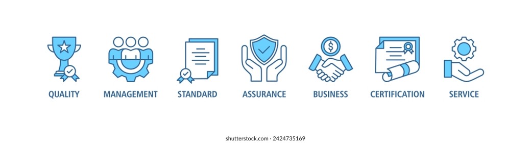 ISO 9001 banner web icon vector illustration concept with icon of quality, management, standard, assurance, business, certification and service