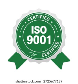 Iso 9001 certification logo green and white quality management