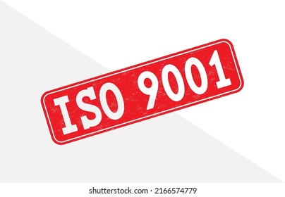 ISO 9001 certification stamp. Flat style, simple design.
