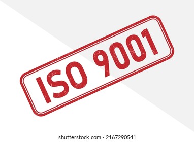 ISO 9001 certification stamp. Flat style, simple design.
