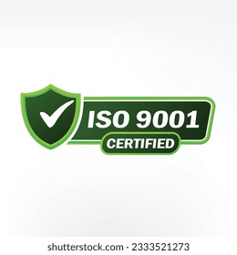 ISO 9001 Certified badge, icon. Certification stamp. Flat design vector illustration