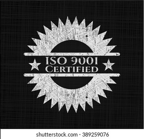 ISO 9001 Certified chalk emblem written on a blackboard