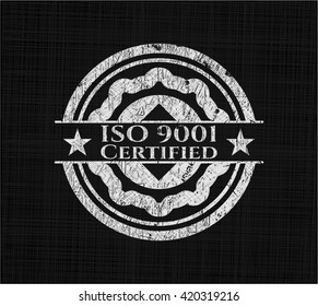 ISO 9001 Certified chalkboard emblem written on a blackboard