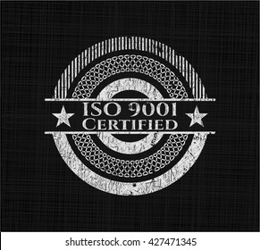 ISO 9001 Certified chalkboard emblem written on a blackboard