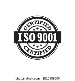ISO 9001 certified  label, vector illustration 