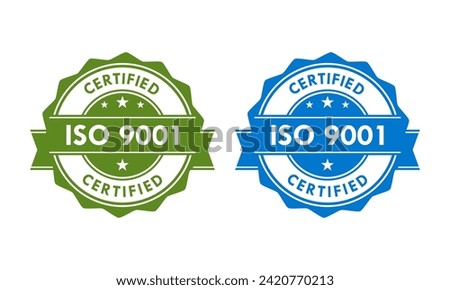 ISO 9001 certified logo template illustration