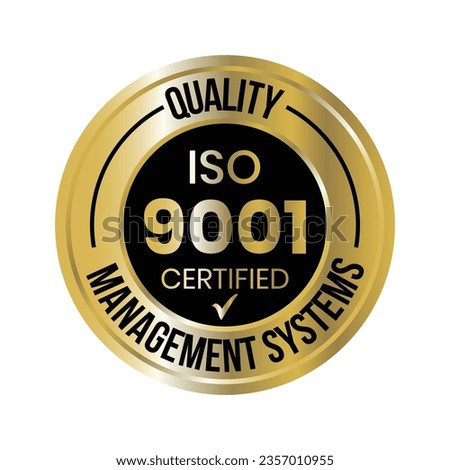 ISO 9001 Certified Rubber Stamp, Badge, Label, Logo, QMS Standard Vector, International Quality Management Systems Approved Emblem With Check Mark, Business Design Elements Vector Illustration 