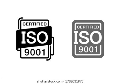 ISO 9001 certified stamp or pictogram for standardizated products marking