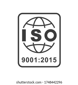 ISO 9001 certified symbol on white background. Stock vector