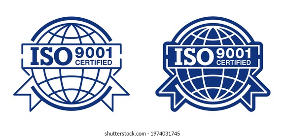 ISO 9001 conformity to standards badge for products standardization - flat pictogram with international quality management system guarantee emblem - isolated vector