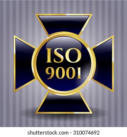 ISO 9001 gold shiny emblem