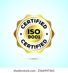 ISO 9001 golden badge for products quality management.