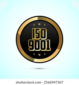 ISO 9001 golden badge for products quality management.