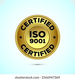 ISO 9001 golden badge for products quality management.