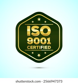 ISO 9001 golden badge for products quality management.