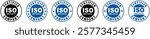 ISO 9001 logo certification, Certified Company Certificate ISO Blue vector, Quality Certificate, iso mark certification, ISO 9001:2015 certified symbol vector illustration, Certified Company, Quality