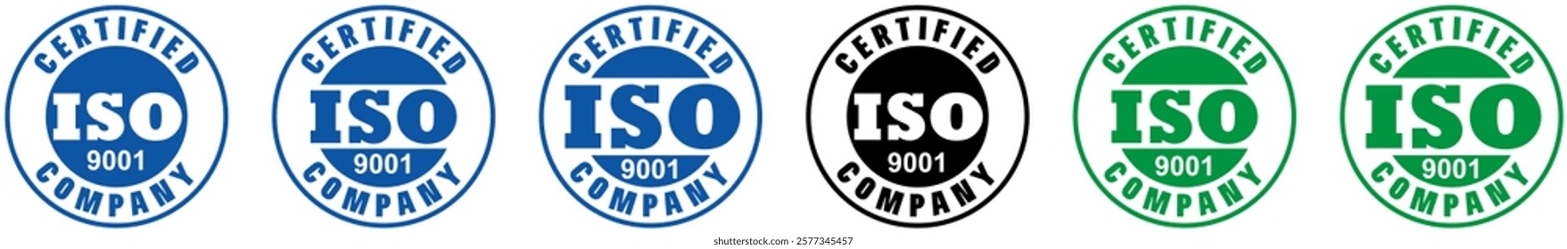 ISO 9001 logo certification, Certified Company Certificate ISO Blue vector, Quality Certificate, iso mark certification, ISO 9001:2015 certified symbol vector illustration, Certified Company, Quality