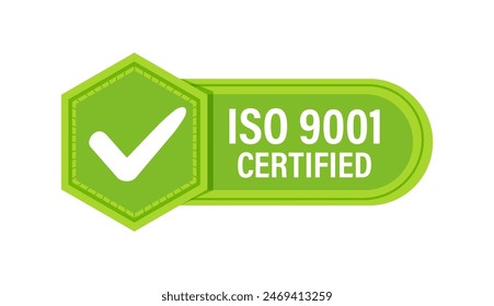ISO 9001 Quality Management Certification Badge. Vector illustration