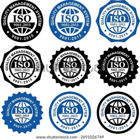 ISO 9001 Quality Management Certification Badges and Approval Seals