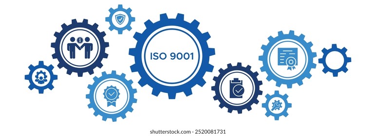 ISO 9001 Quality Management System Icon Concept Highlighting Business Standards, Certification, and Process Improvement