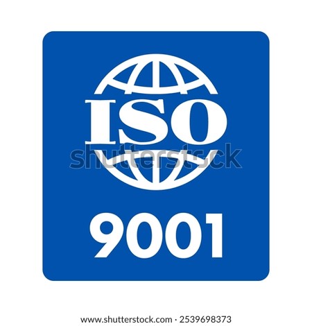 iso 9001 quality management system certified, vector illustration isolated on white background