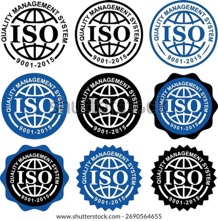 ISO 9001 Quality Management System Certification Badges and Seals
