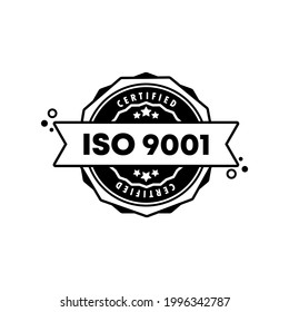 ISO 9001 stamp. Vector. ISO 9001 badge icon. Certified badge logo. Stamp Template. Label, Sticker, Icons. Vector EPS 10. Isolated on white background.