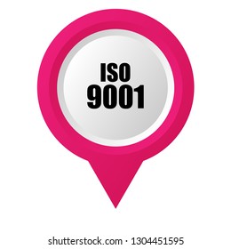 Iso 9001 text on map pin.