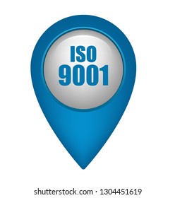 Iso 9001 text on map pin.