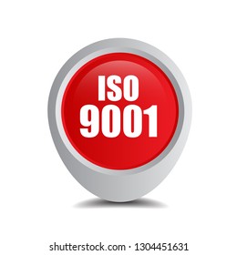 Iso 9001 text on map pin.