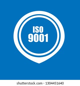 Iso 9001 text on map pin.