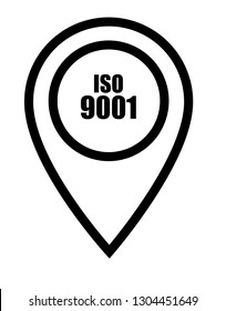Iso 9001 text on map pin.